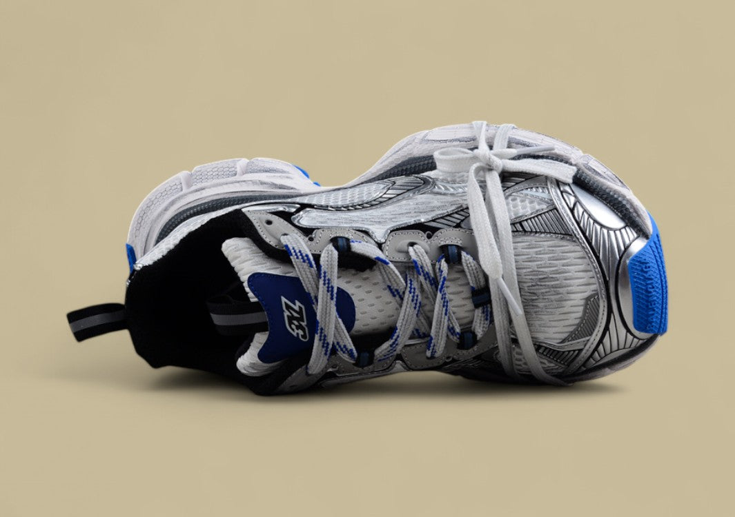 Balenciaga Runner Sneaker in Silver, Black & Blue