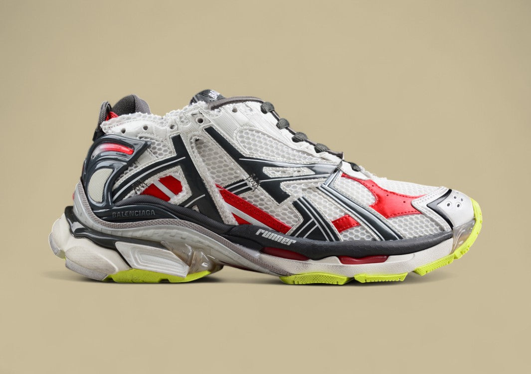 Balenciaga Runner Sneaker in Silver, Black, and Neon Green