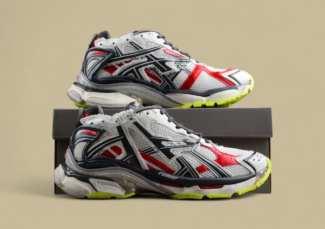 Balenciaga Runner Sneaker in Silver, Black, and Neon Green