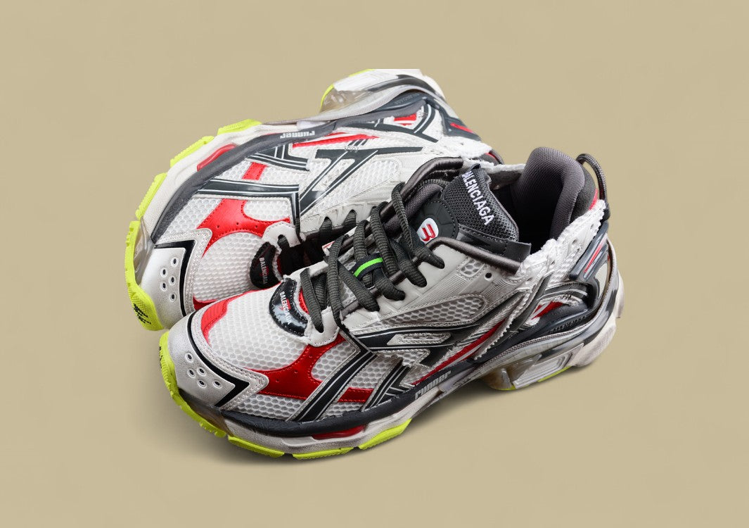 Balenciaga Runner Sneaker in Silver, Black, and Neon Green