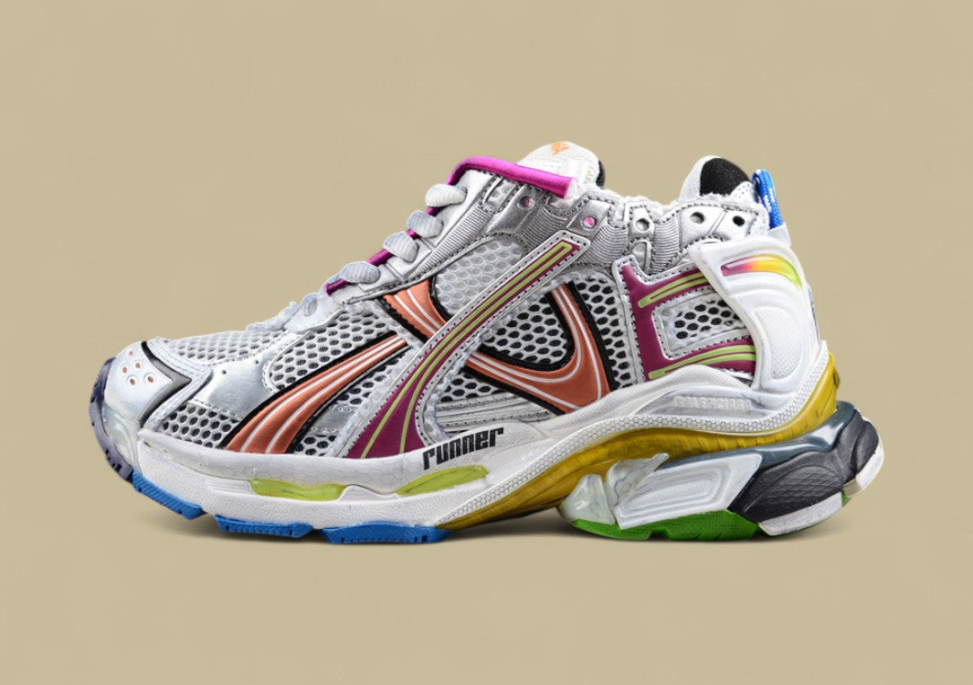 Balenciaga Runner Sneaker in Silver with Multicolor