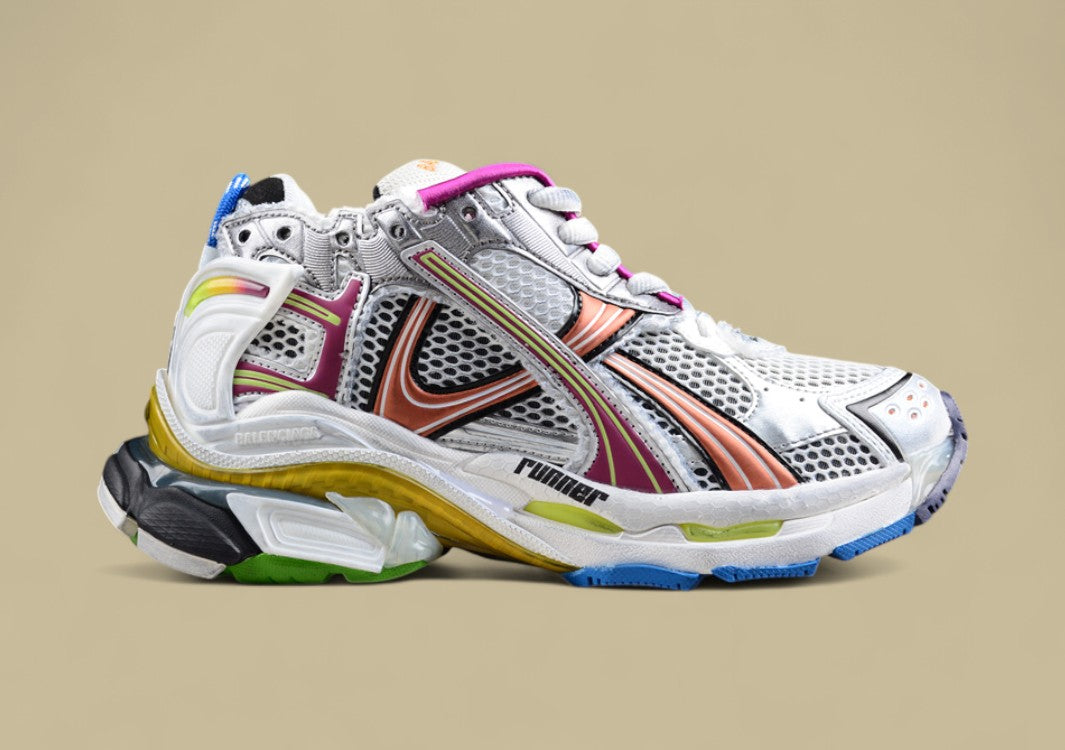 Balenciaga Runner Sneaker in Silver with Multicolor