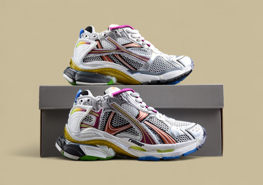 Balenciaga Runner Sneaker in Silver with Multicolor