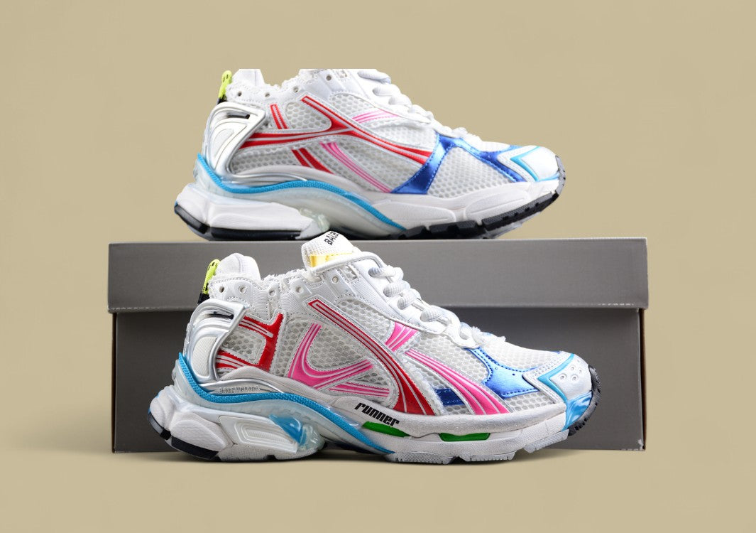 Balenciaga Runner Sneaker in White/Multicolor