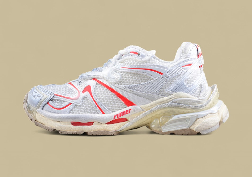 Balenciaga Runner Sneaker in White/Red