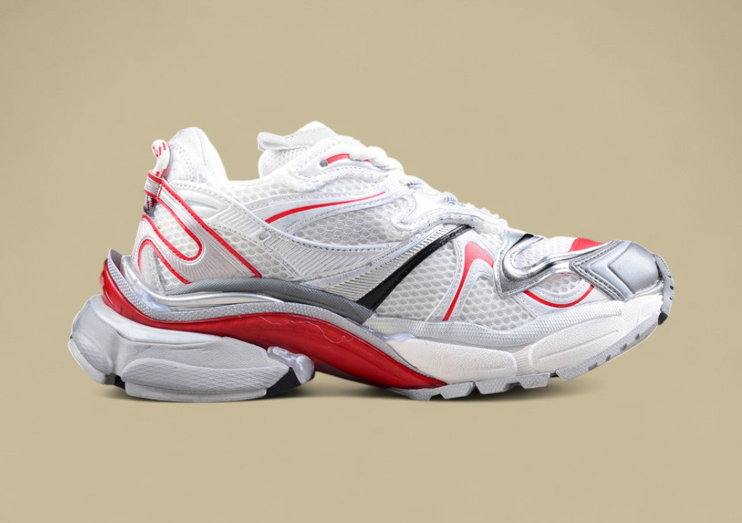 Balenciaga Runner Sneaker in White/Red/Silver