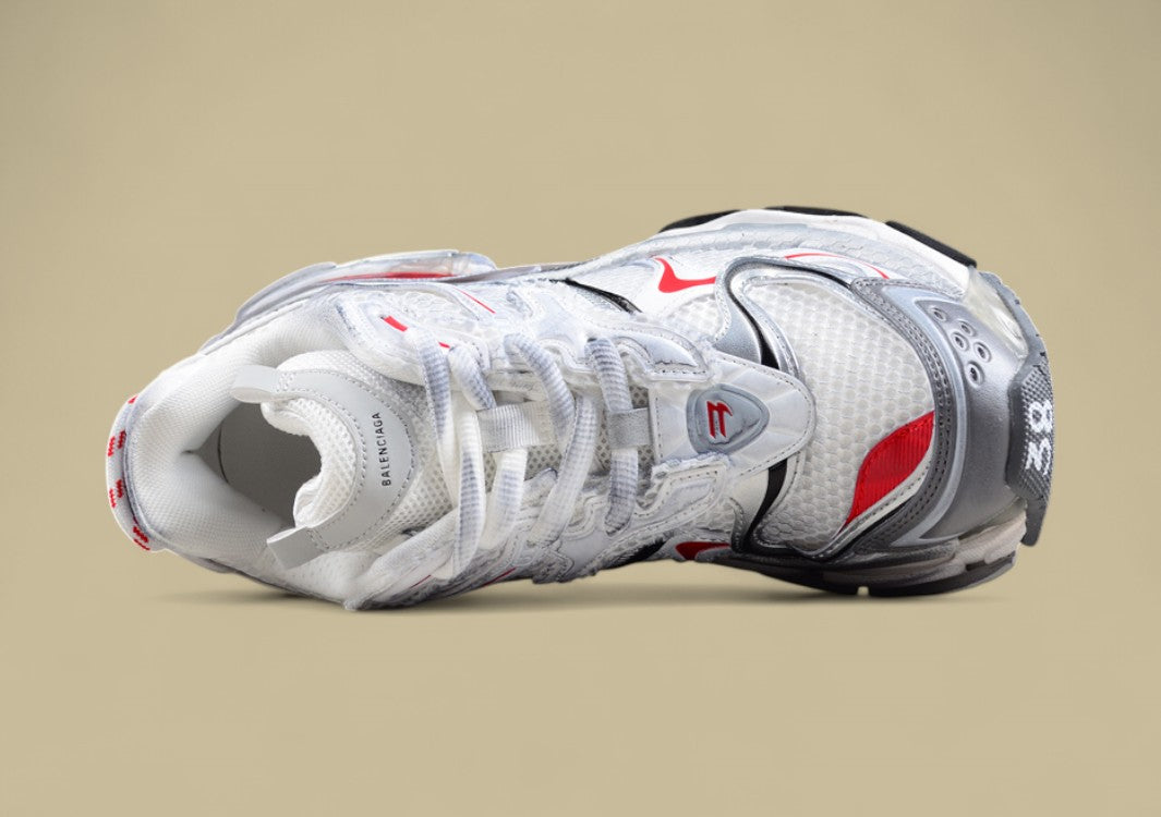 Balenciaga Runner Sneaker in White/Red/Silver