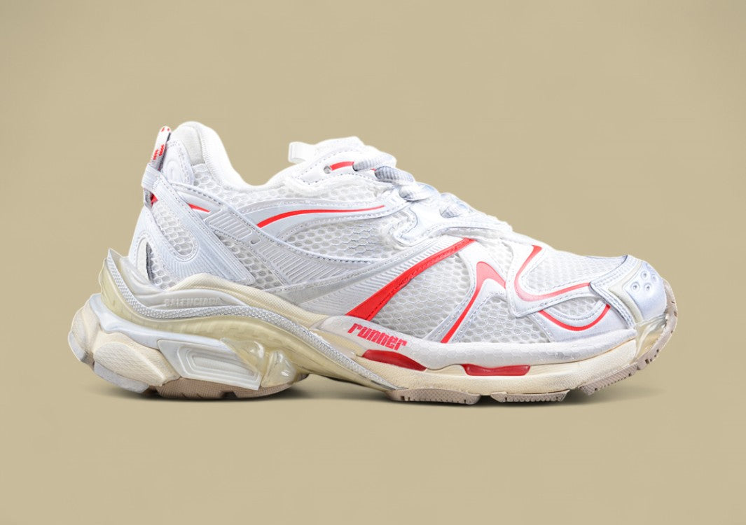 Balenciaga Runner Sneaker in White/Red