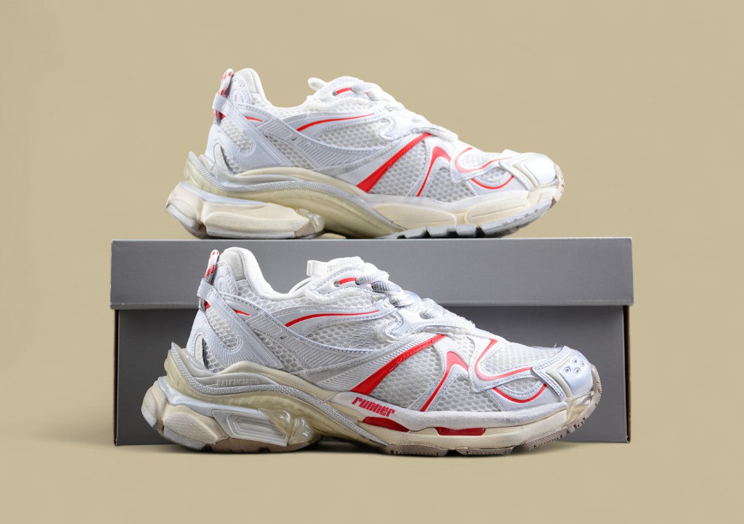 Balenciaga Runner Sneaker in White/Red