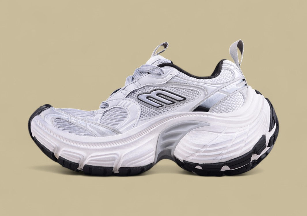 Balenciaga Runner Sneaker in White/Silver