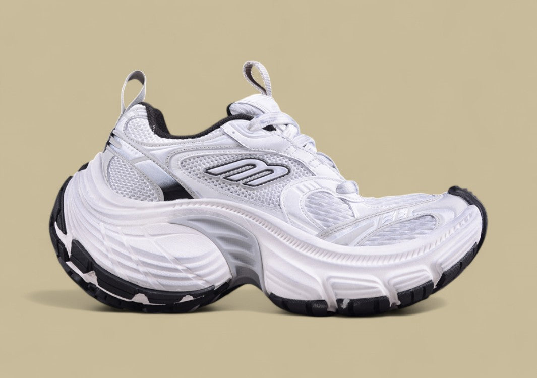 Balenciaga Runner Sneaker in White/Silver