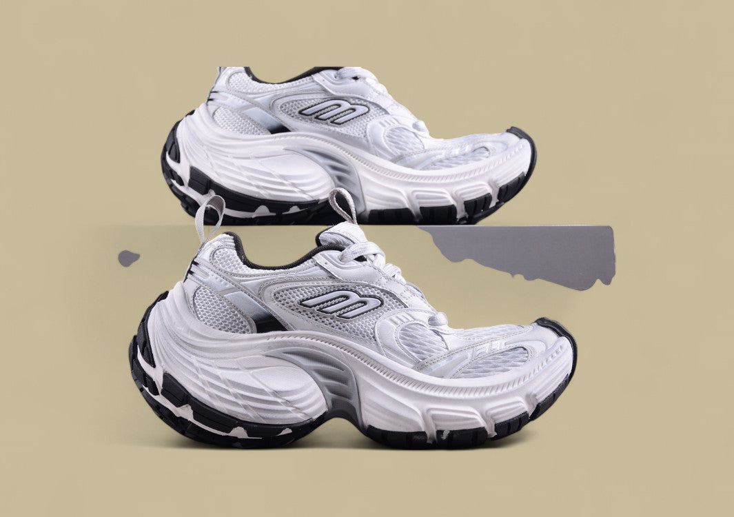 Balenciaga Runner Sneaker in White/Silver