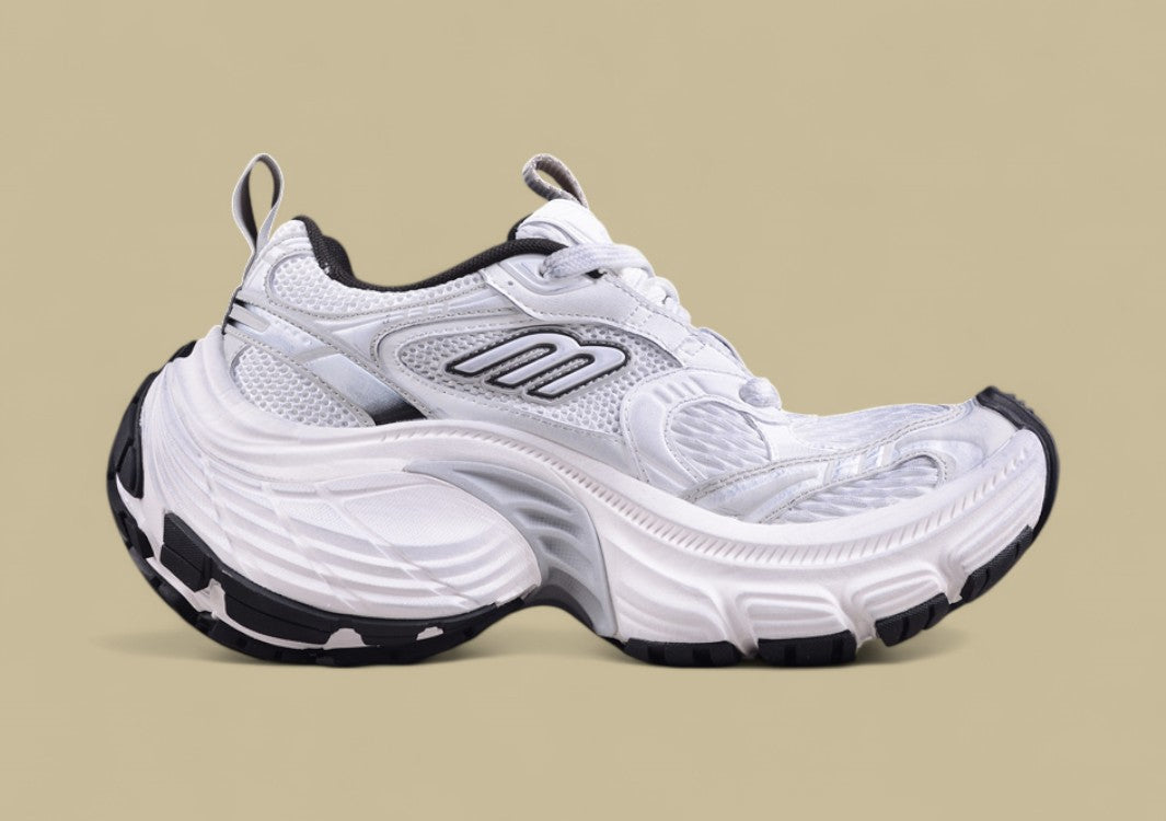 Balenciaga Runner Sneaker in White/Silver