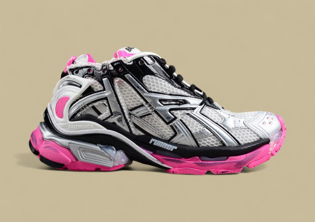 Balenciaga Runner Sneaker in White, Black, and Pink