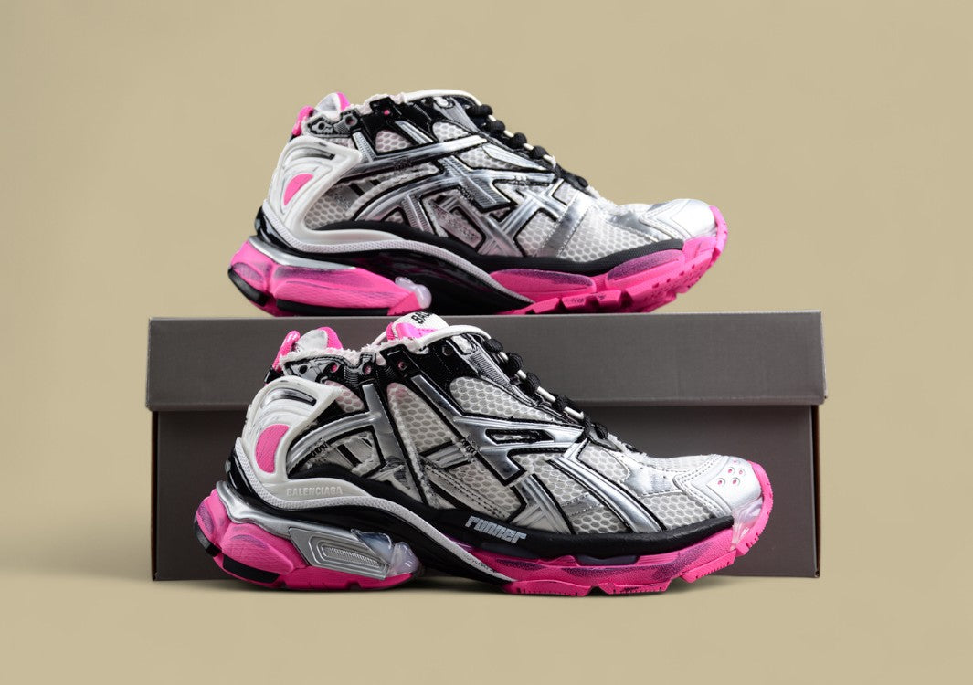 Balenciaga Runner Sneaker in White, Black, and Pink