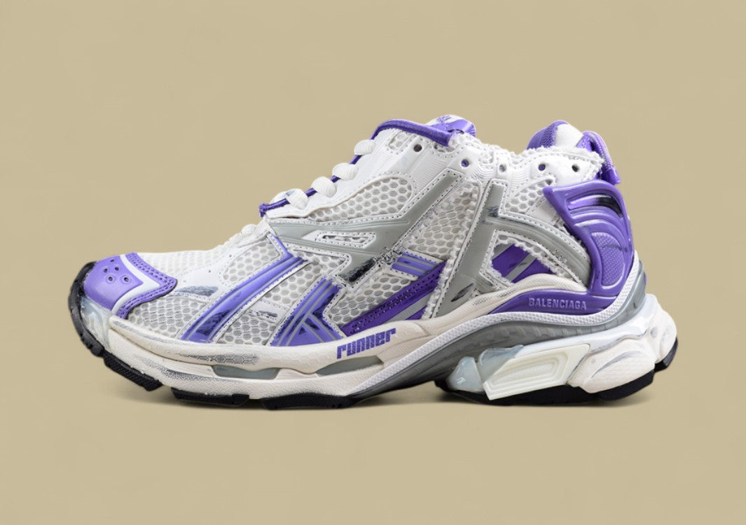 Balenciaga Runner Sneaker in White, Grey & Purple