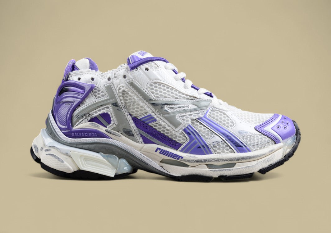 Balenciaga Runner Sneaker in White, Grey & Purple