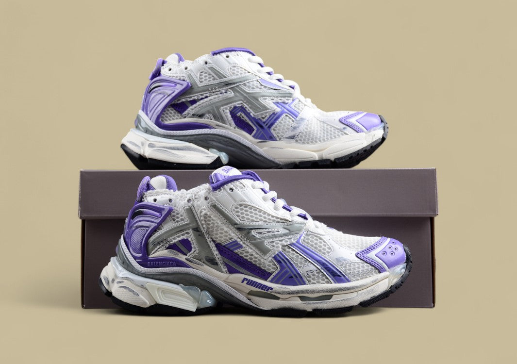 Balenciaga Runner Sneaker in White, Grey & Purple