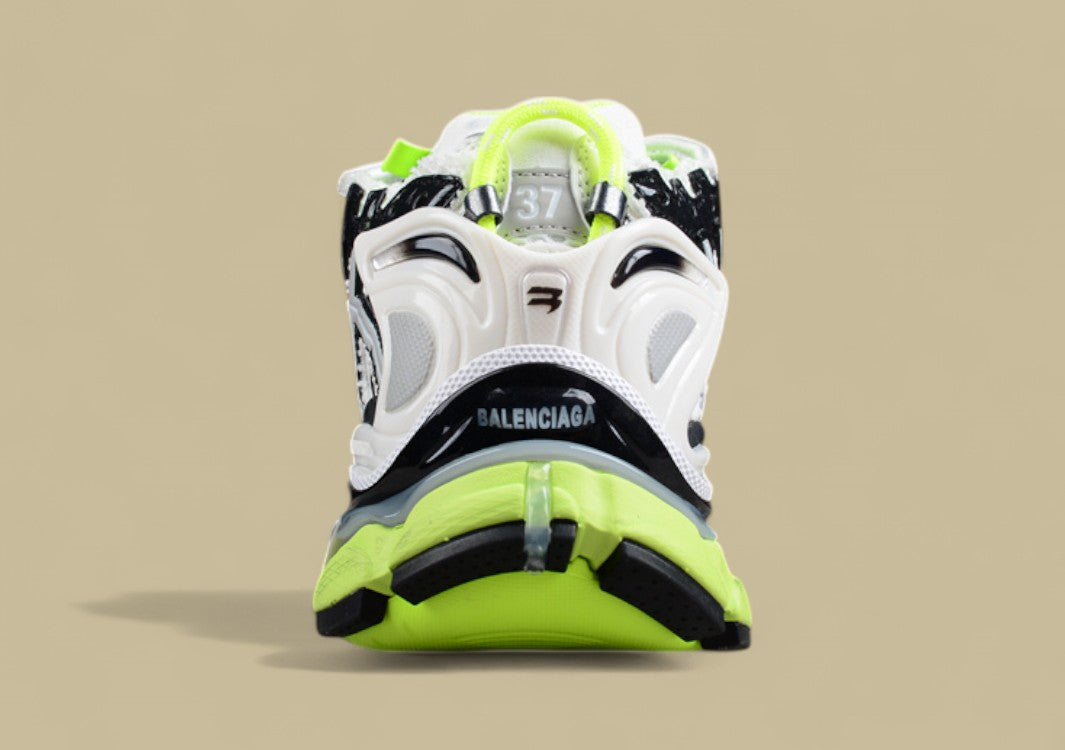 Balenciaga Runner Sneaker in White & Neon Green