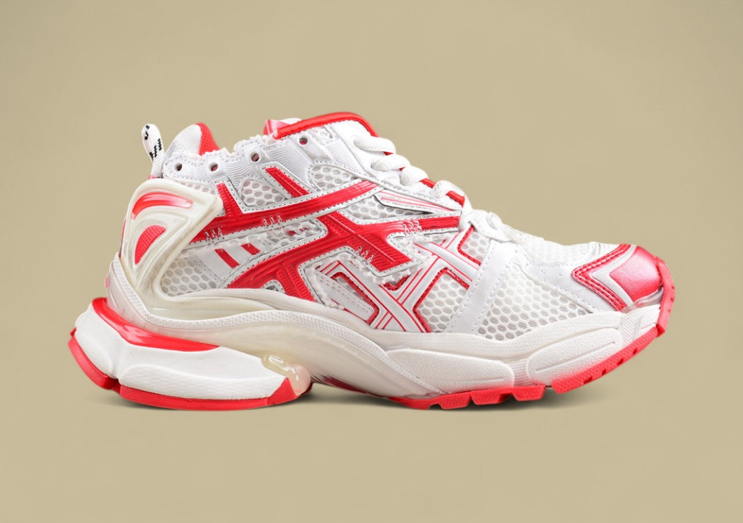 Balenciaga Runner Sneaker in White and Red Mesh