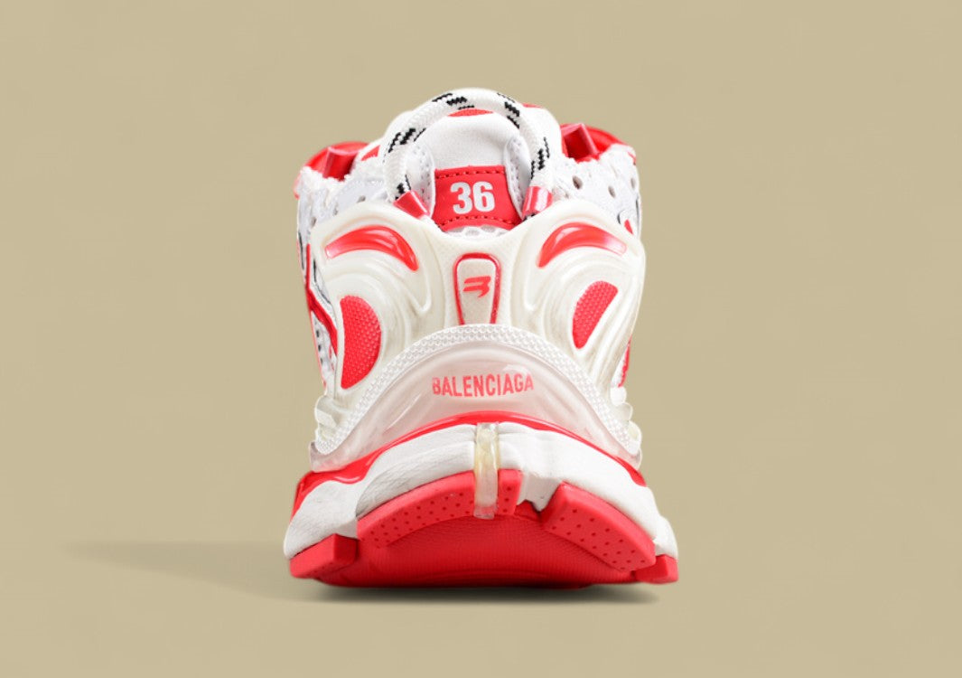 Balenciaga Runner Sneaker in White and Red Mesh