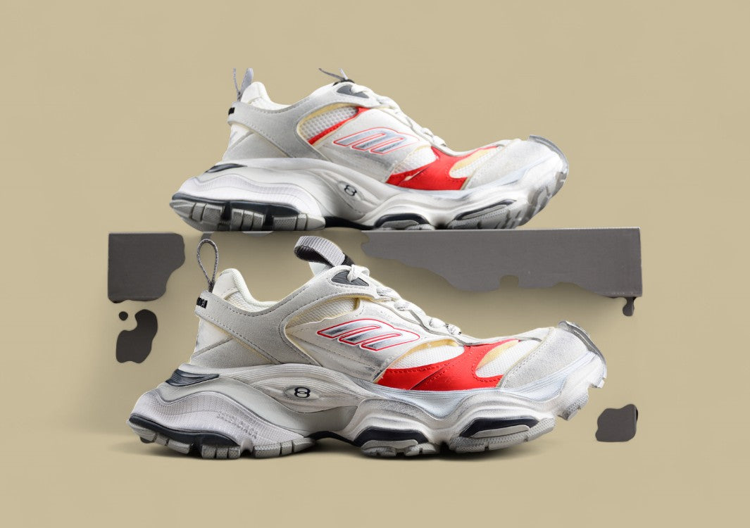 Balenciaga Runner Sneaker in White and Red