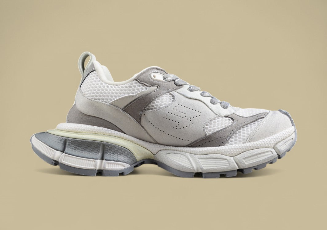 Balenciaga Sneaker in White/Grey Suede Mesh