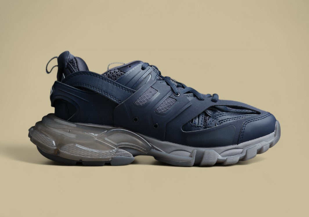 Balenciaga Three Generations Transparent Sole Sports Blue Shoes