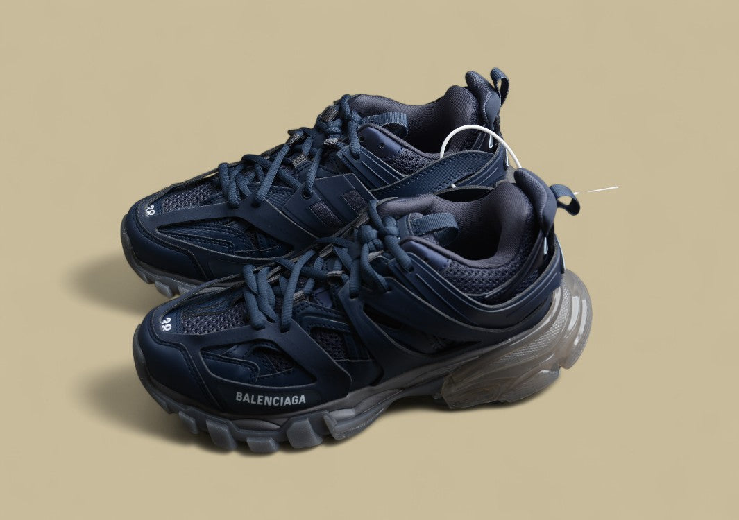 Balenciaga Three Generations Transparent Sole Sports Blue Shoes