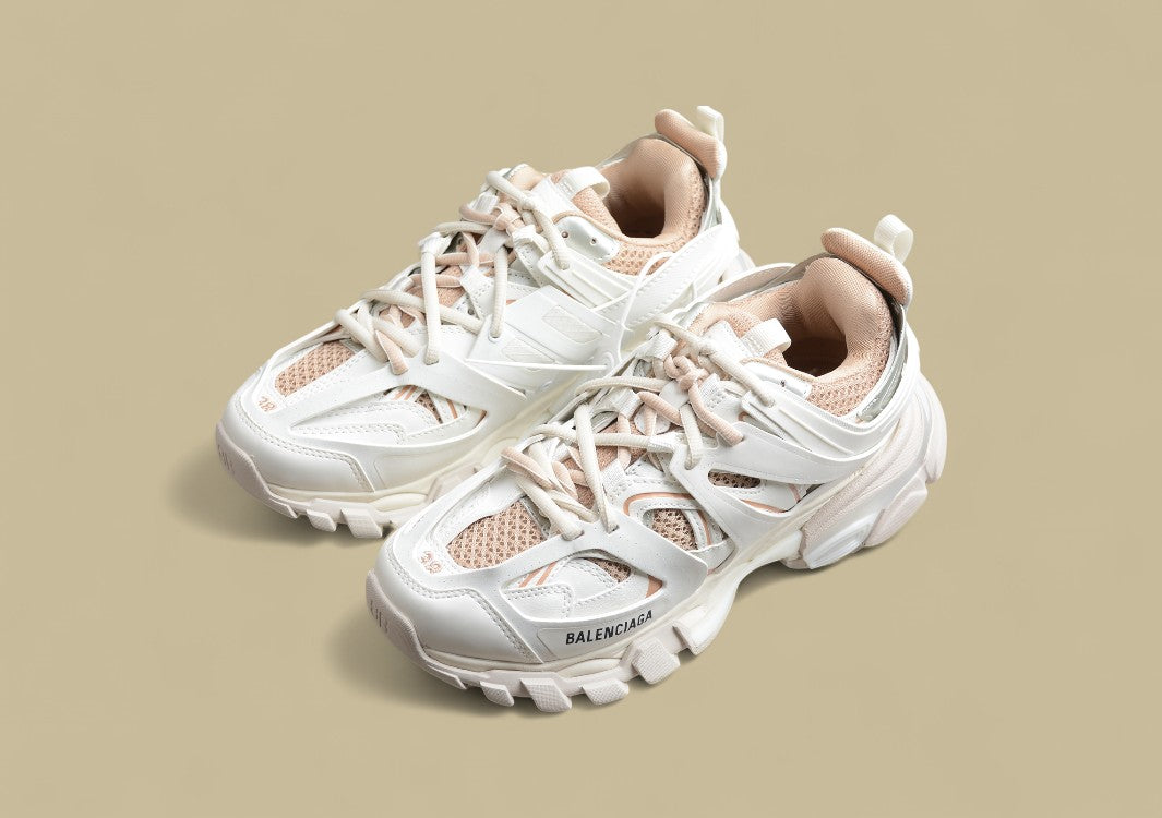 Balenciaga Track Sneaker In Off-White Khaki Mit Mesh