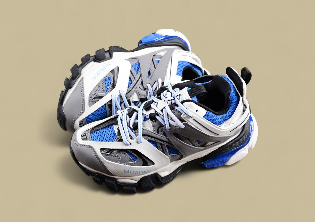 Balenciaga Track Sneaker in Grey, Blue & White