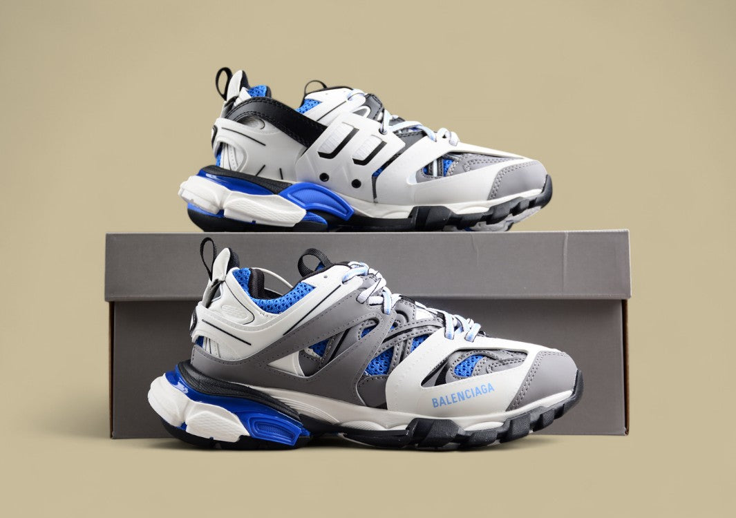 Balenciaga Track Sneaker in Grey, Blue & White