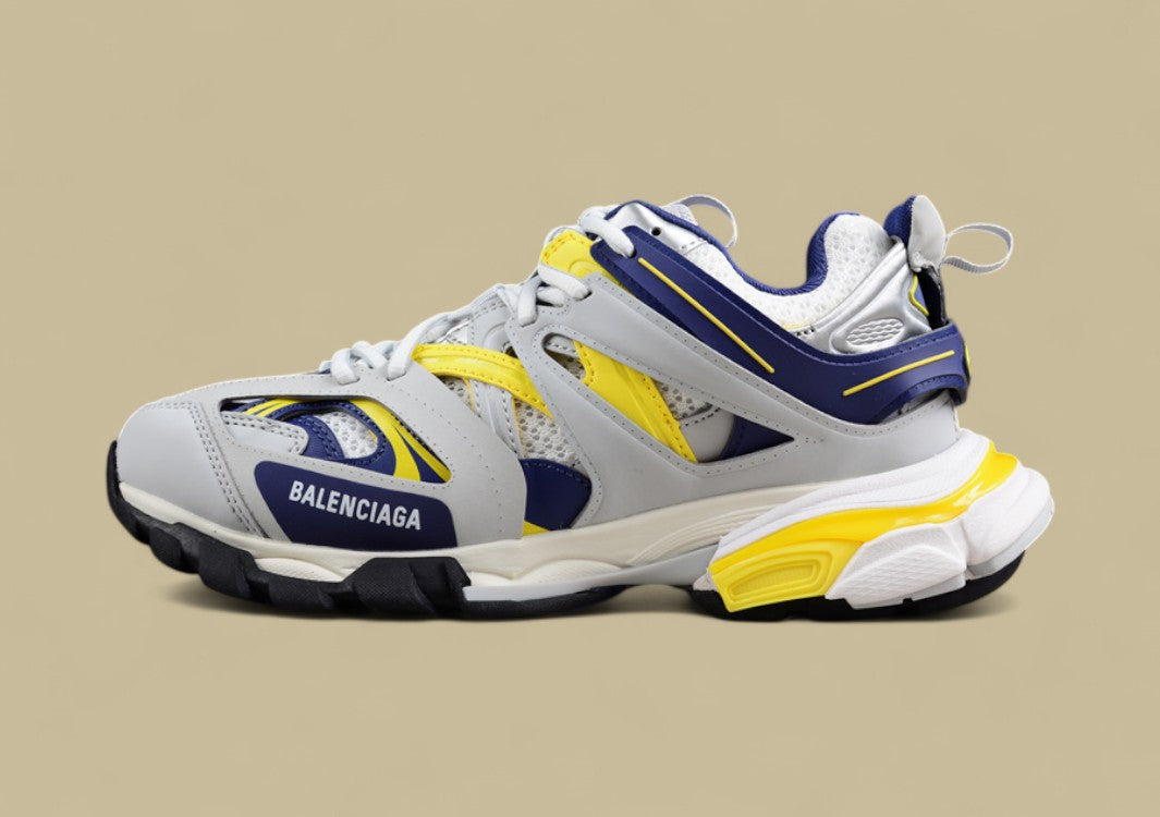 Balenciaga Track Sneaker in Grey, Navy & Yellow
