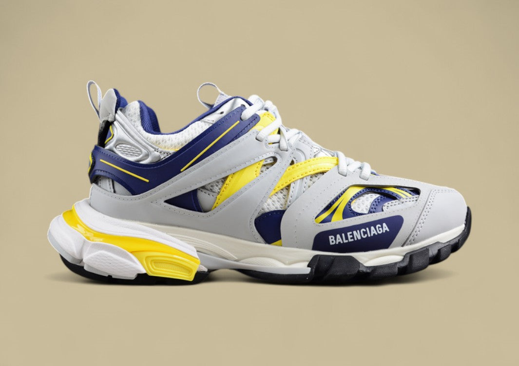 Balenciaga Track Sneaker in Grey, Navy & Yellow