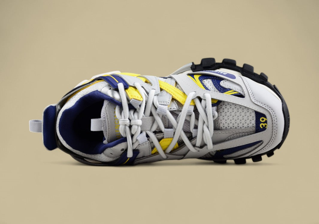 Balenciaga Track Sneaker in Grey, Navy & Yellow
