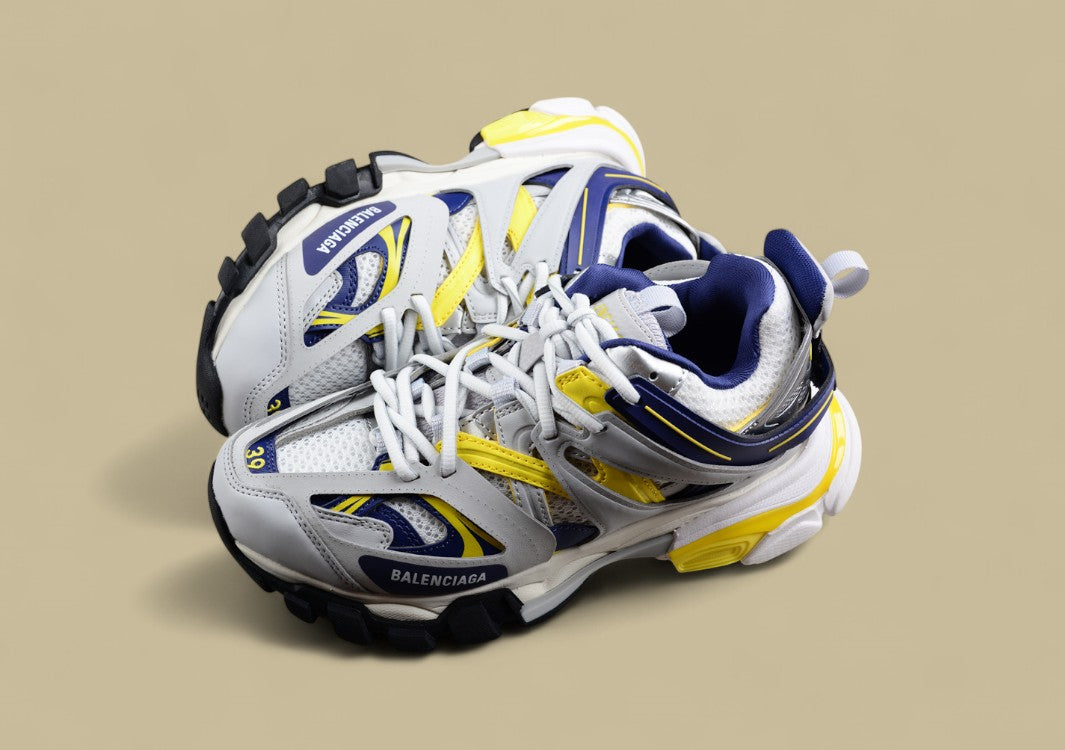 Balenciaga Track Sneaker in Grey, Navy & Yellow