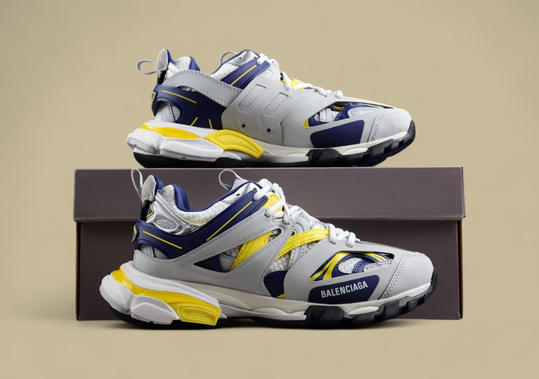 Balenciaga Track Sneaker in Grey, Navy & Yellow