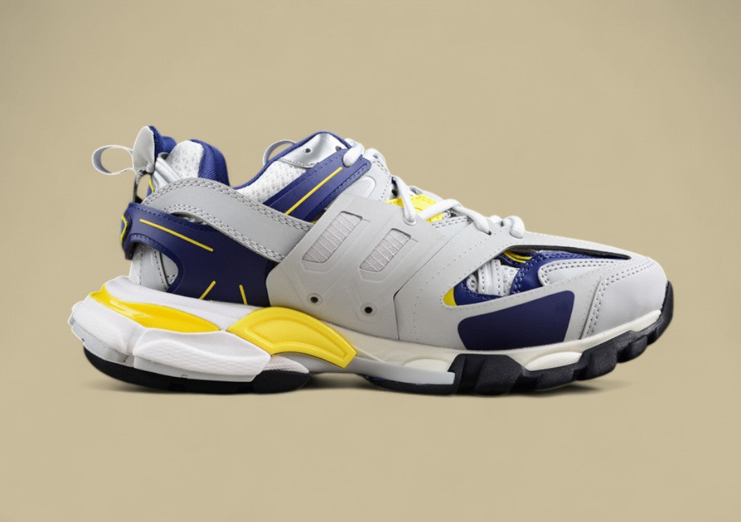 Balenciaga Track Sneaker in Grey, Navy & Yellow