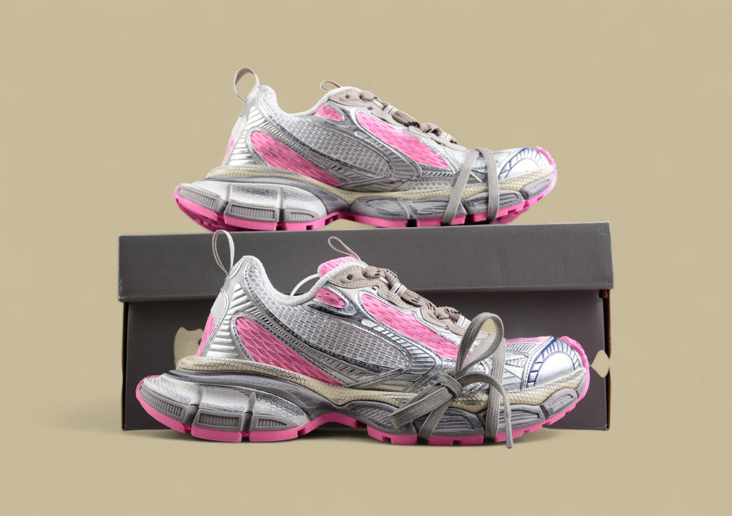 Balenciaga Track Sneaker in Silver & Pink