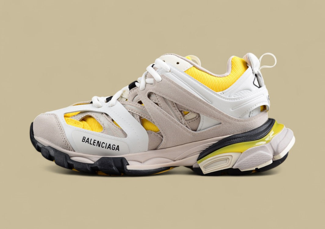 Balenciaga Track Sneaker in White, Beige, and Yellow