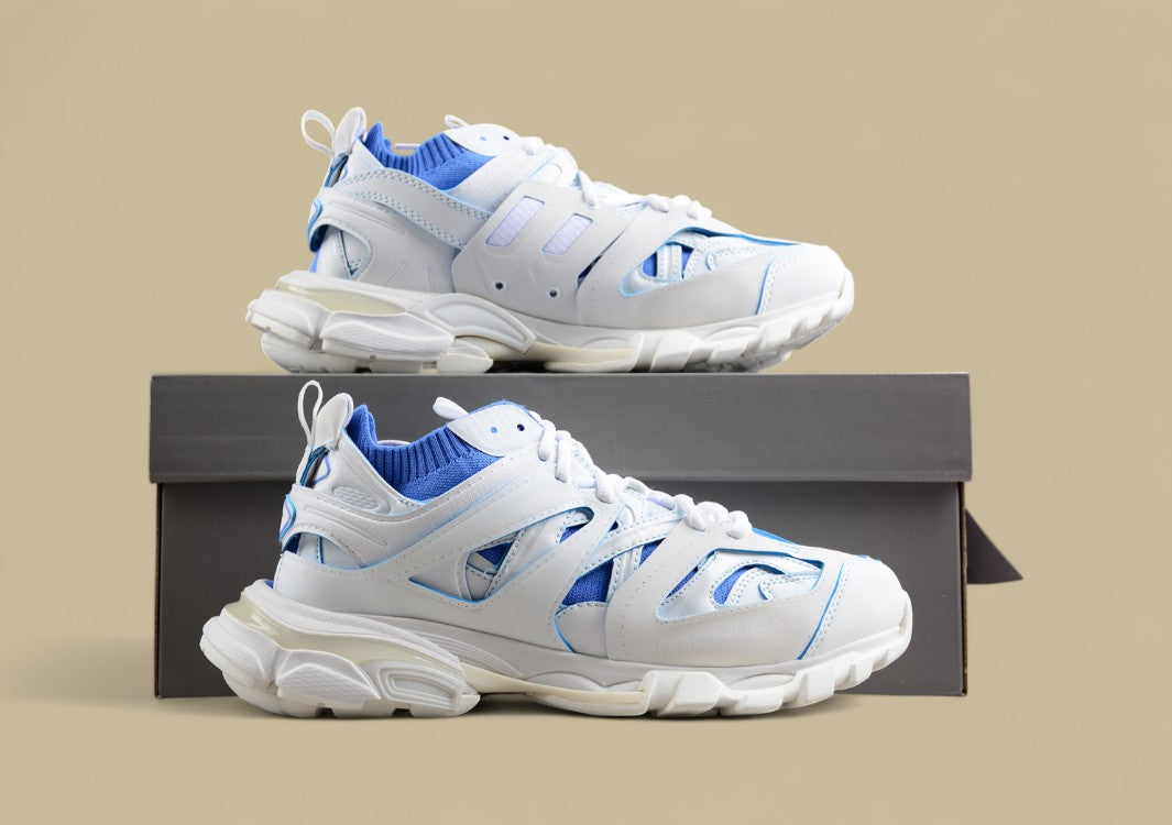 Balenciaga Track Sneaker in White and Sky Blue