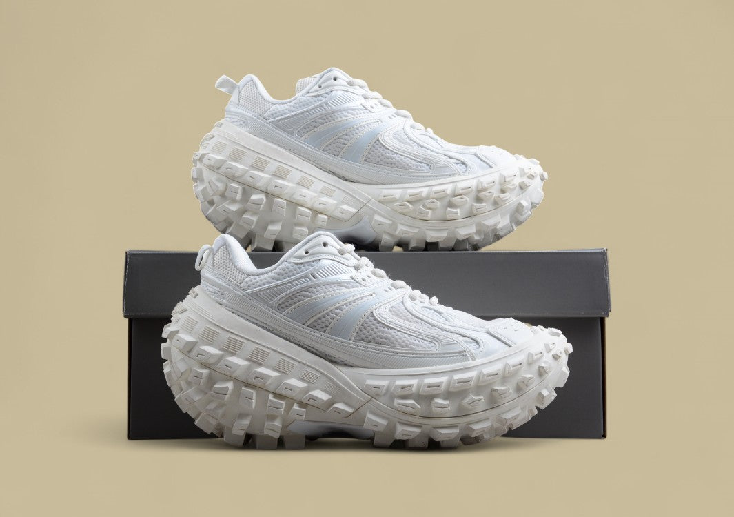 Balenciaga Triple S Defender Distressed Sneaker in Beige