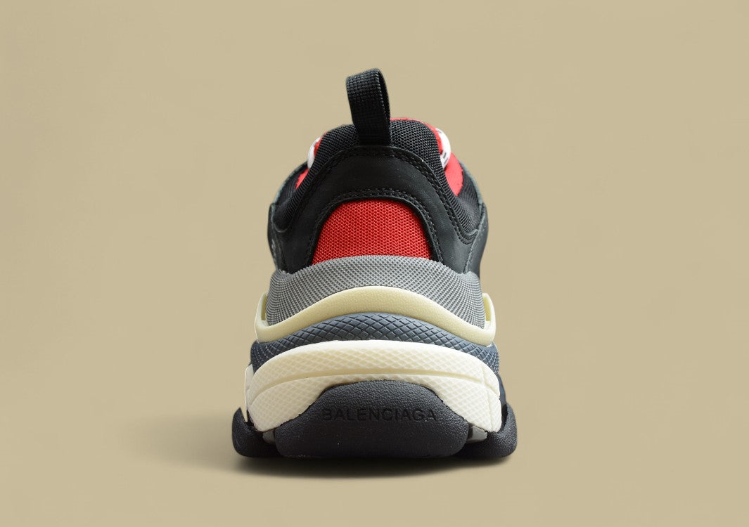 Balenciaga Triple S GZ-Replik In Schwarz-Rot Mit Mehrfarbiger
