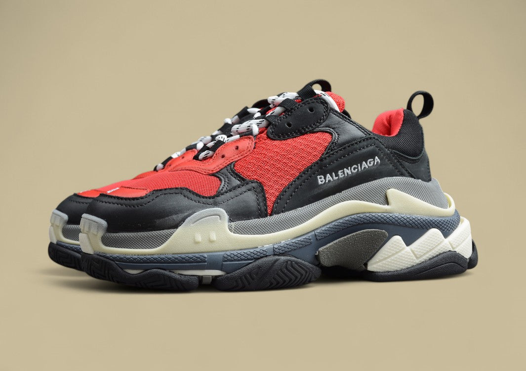 Balenciaga Triple S GZ-Replik In Schwarz-Rot Mit Mehrfarbiger