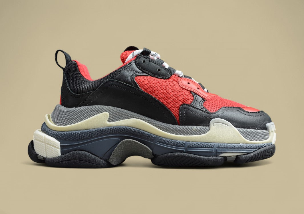 Balenciaga Triple S GZ-Replik In Schwarz-Rot Mit Mehrfarbiger
