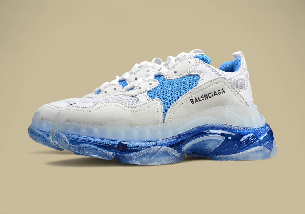 Balenciaga Triple S Grau-Weiß-Blau Cooles Statement Mit Klarem
