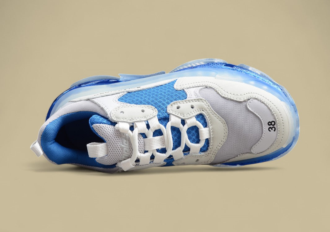 Balenciaga Triple S Grau-Weiß-Blau Cooles Statement Mit Klarem