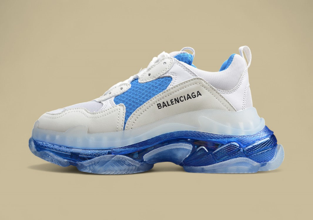 Balenciaga Triple S Grau-Weiß-Blau Cooles Statement Mit Klarem