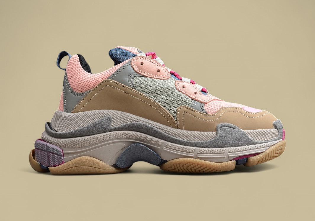 Balenciaga Triple S Replik In Rosa Beige Grau