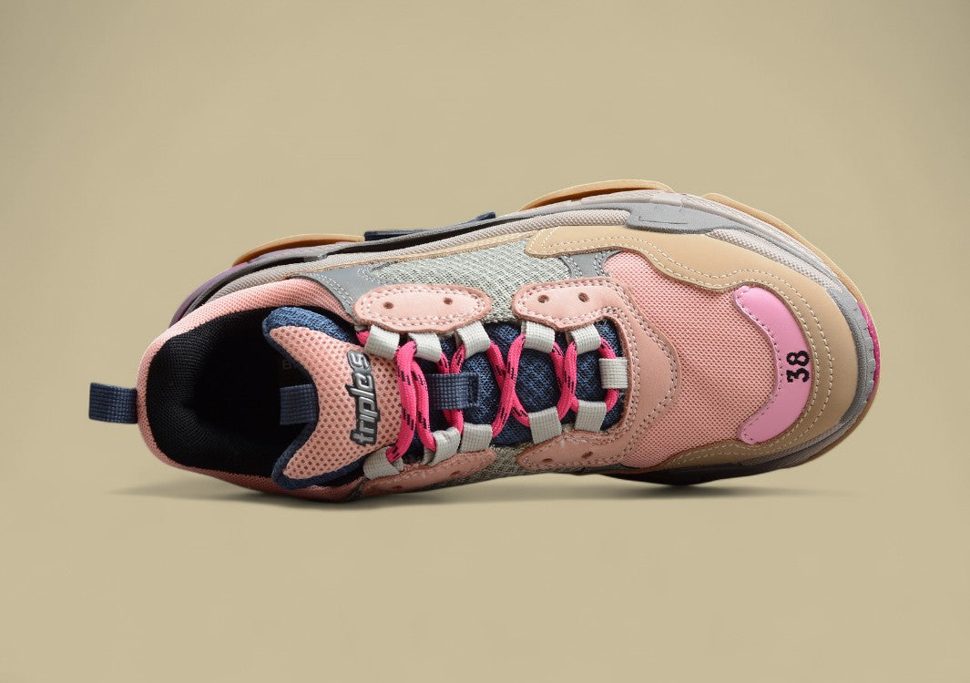 Balenciaga Triple S Replik In Rosa Beige Grau